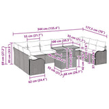 Garden Sofa Set with Cushion 11 pcs Grey - Extra Image