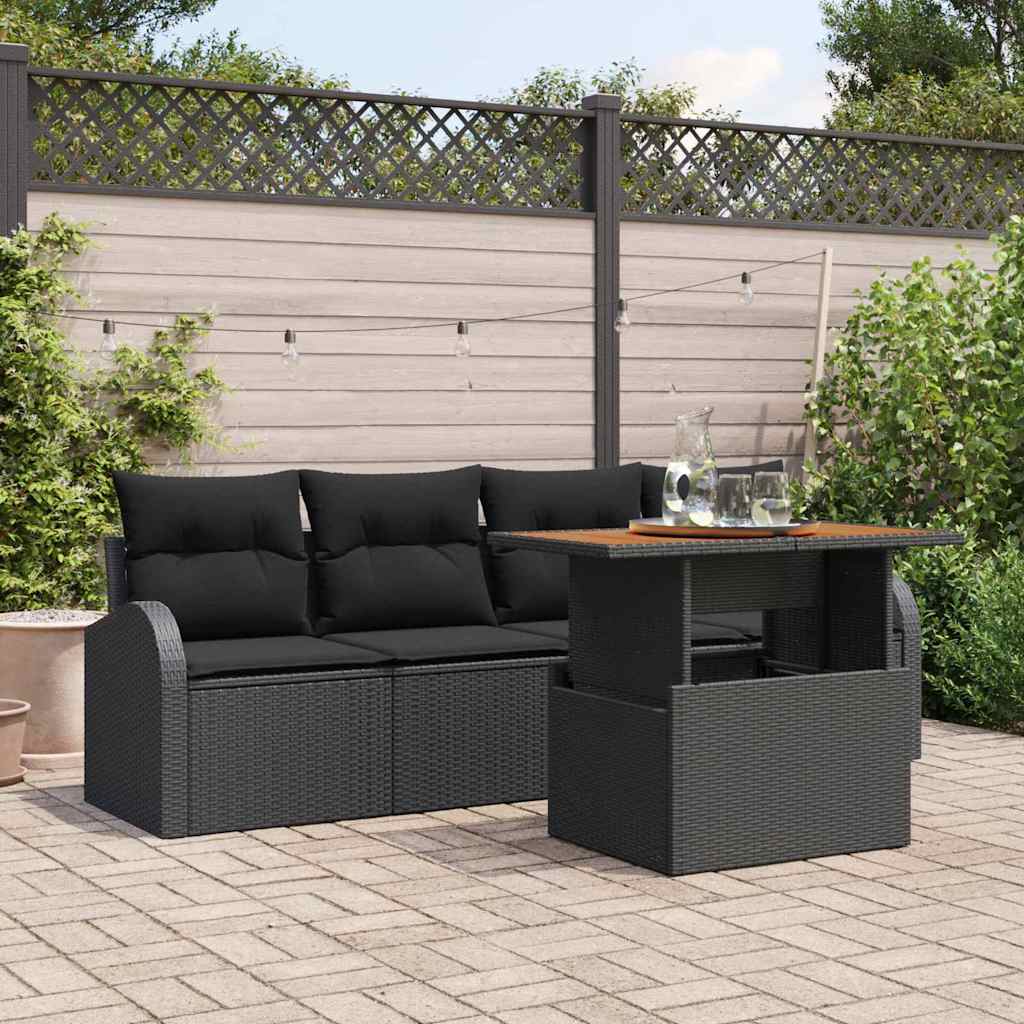 Garden Sofa Set with Cushion 5 pcs Black 100 x 55 x 73 cm