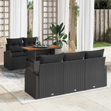 Garden Sofa Set with Cushion 6 pcs Black