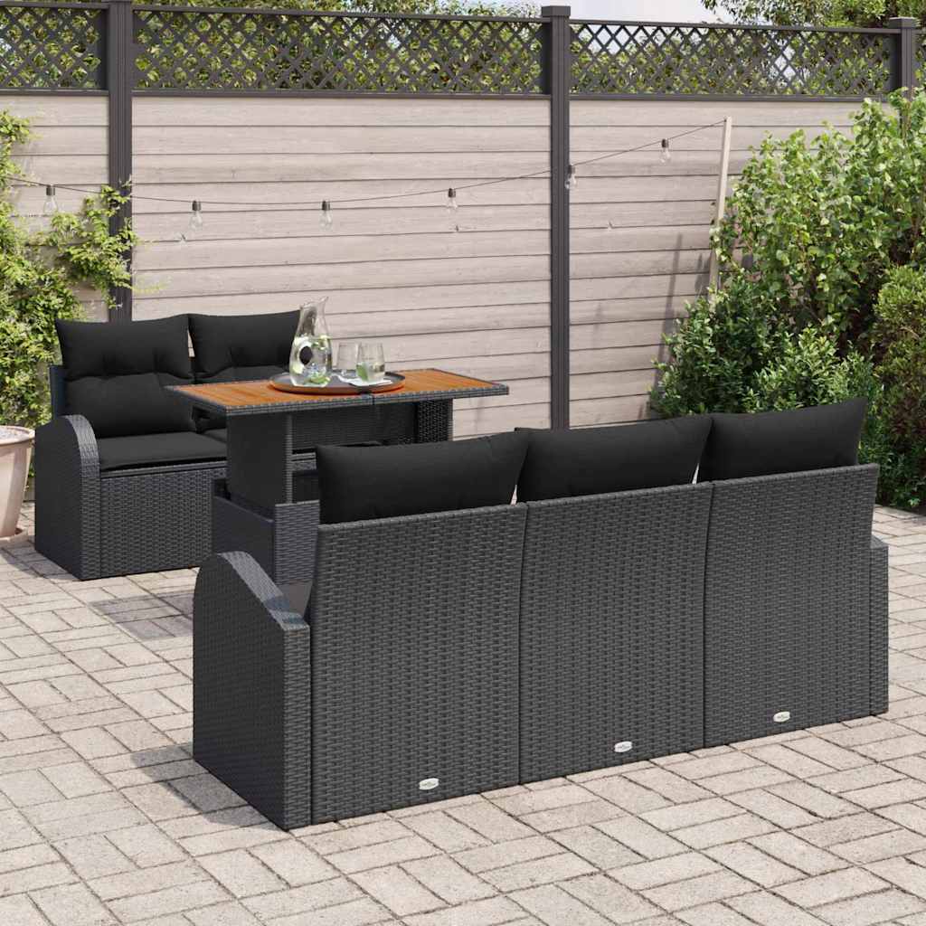 Garden Sofa Set with Cushion 6 pcs Black