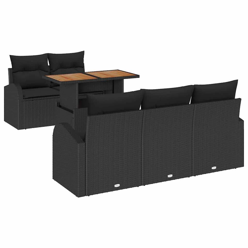 Garden Sofa Set with Cushion 6 pcs Black