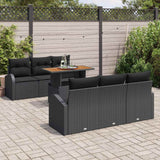 Garden Sofa Set with Cushion 7 pcs Black 100 x 55 x 73 cm - Side View