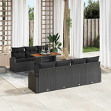 Garden Sofa Set with Cushion 8 pcs Black