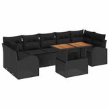 Garden Sofa Set with Cushion 8 pcs Black