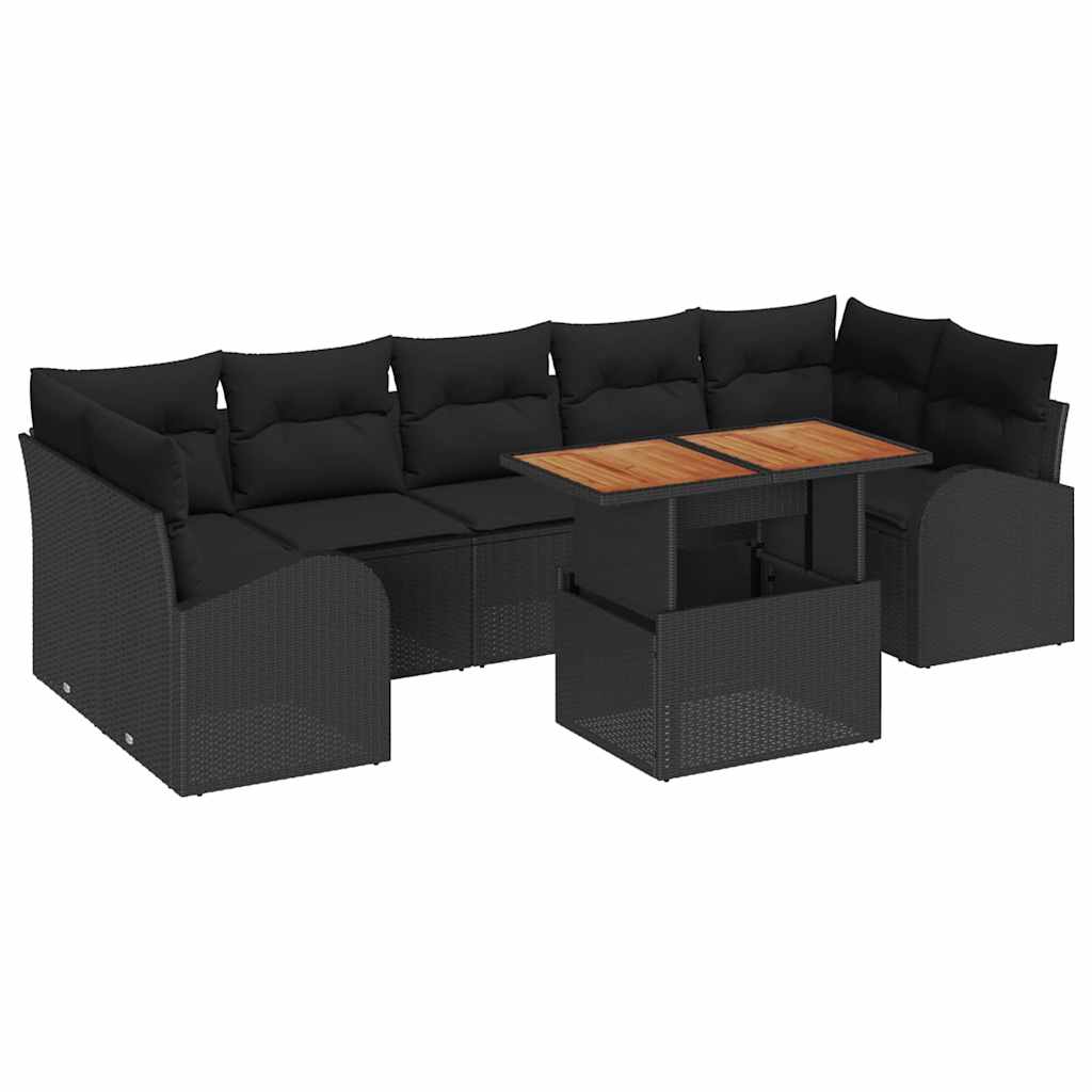 Garden Sofa Set with Cushion 8 pcs Black 100 x 55 x 73 cm