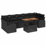 Garden Sofa Set with Cushion 8 pcs Black 100 x 55 x 73 cm - Front View