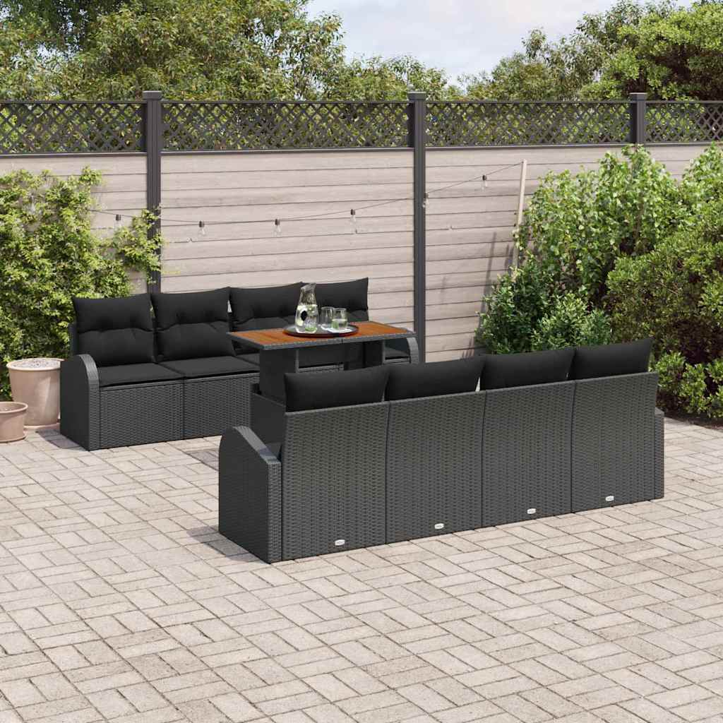 Garden Sofa Set with Cushion 7 pcs Black 100 x 55 x 73 cm