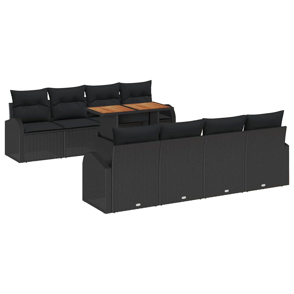 Garden Sofa Set with Cushion 7 pcs Black