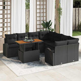 Garden Sofa Set with Cushion 9 pcs Black