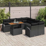 Garden Sofa Set with Cushion 9 pcs Black