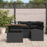 Garden Sofa Set with Cushion 5 pcs Black 100 x 55 x 73 cm - Side View