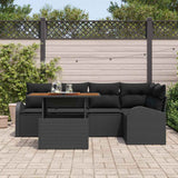 Garden Sofa Set with Cushion Manual 6 pcs Black