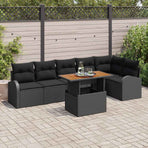 Garden Sofa Set 7 pcs Black