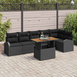 Garden Sofa Set with Cushion 7 pcs Black 100 x 55 x 73 cm
