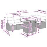 Garden Sofa Set with Cushion 7 pcs Black 100 x 55 x 73 cm - Extra Image