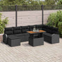 Garden Sofa Set 9 pcs Black Poly rattan and powder-coated steel