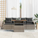 Garden Sofa Set with Cushion 5 pcs Grey Poly rattan - Side View
