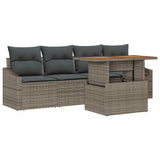 Garden Sofa Set with Cushion 5 pcs Grey Poly rattan - Front View
