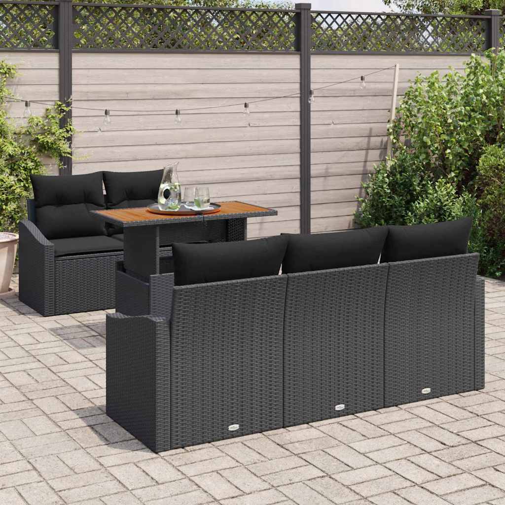 Garden Sofa Set 6 pcs Black and Brown