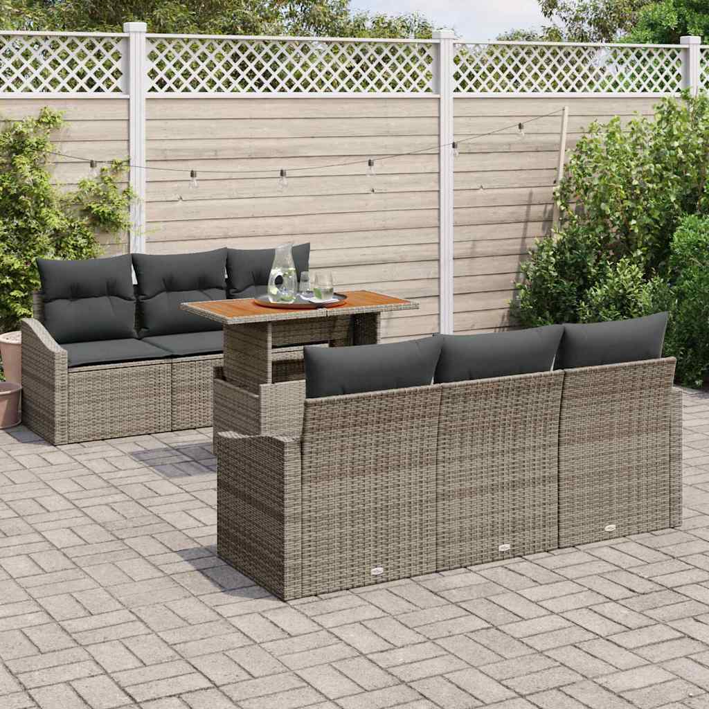 Garden Sofa Set Manual 7 pcs Grey and Brown 100 x 55 x 73 cm