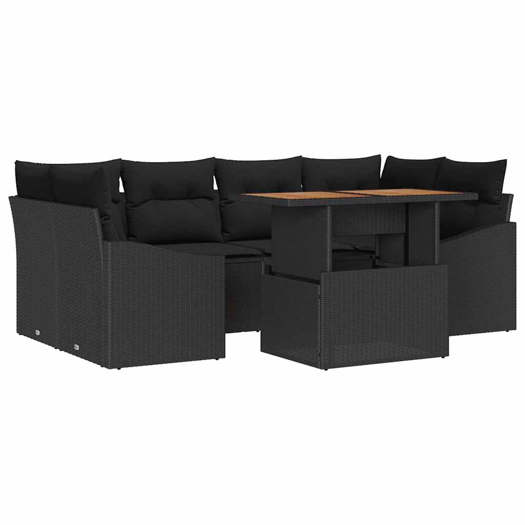 Garden Sofa Set 7 pcs Black and Brown