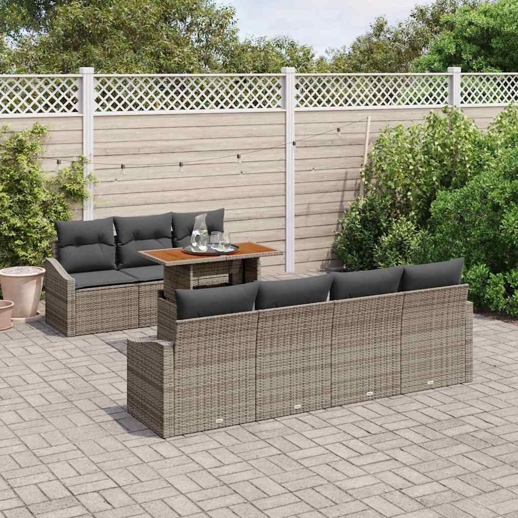Garden Sofa Set 8 pcs Grey and Brown