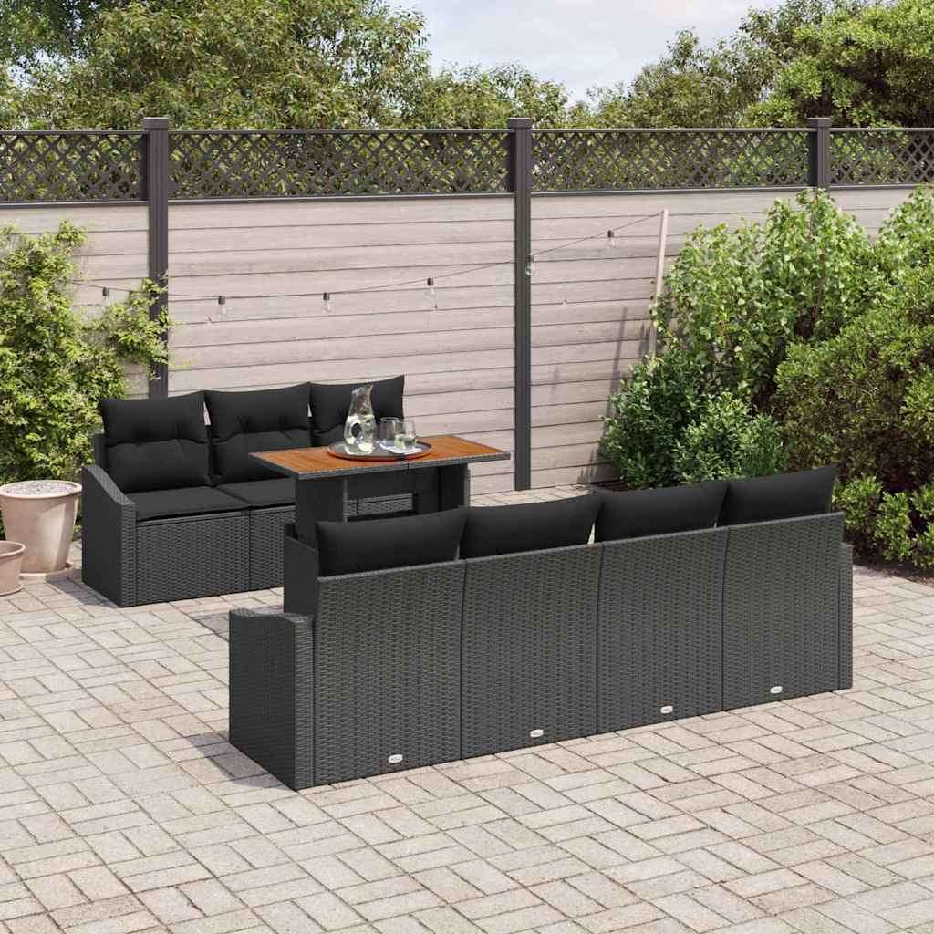 Garden Sofa Set 8 pcs Black and Brown