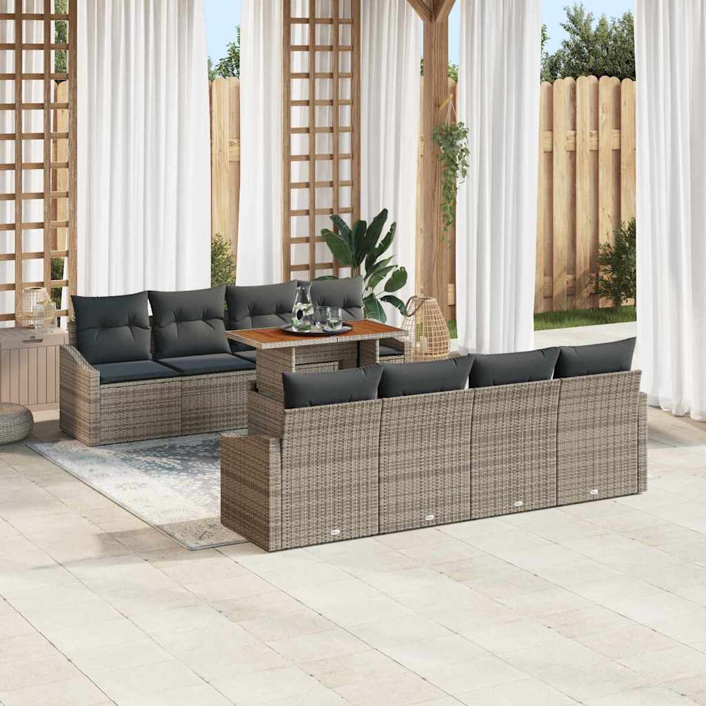 Garden Dining Set Manual 9 pcs Grey and Brown 100 x 55 x 73 cm