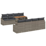 Garden Dining Set Manual 9 pcs Grey and Brown 100 x 55 x 73 cm - Front View