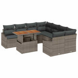 Garden Sofa Set 9 pcs Grey and Brown