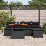 Garden Dining Set with Cushion 6 pcs Black and Brown - Side View