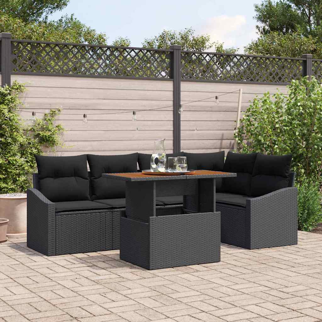 Garden Sofa Set 6 pcs Black and Brown
