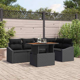 Garden Sofa Set 6 pcs Black and Brown