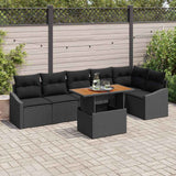 Garden Sofa Set 7 pcs Black and Brown