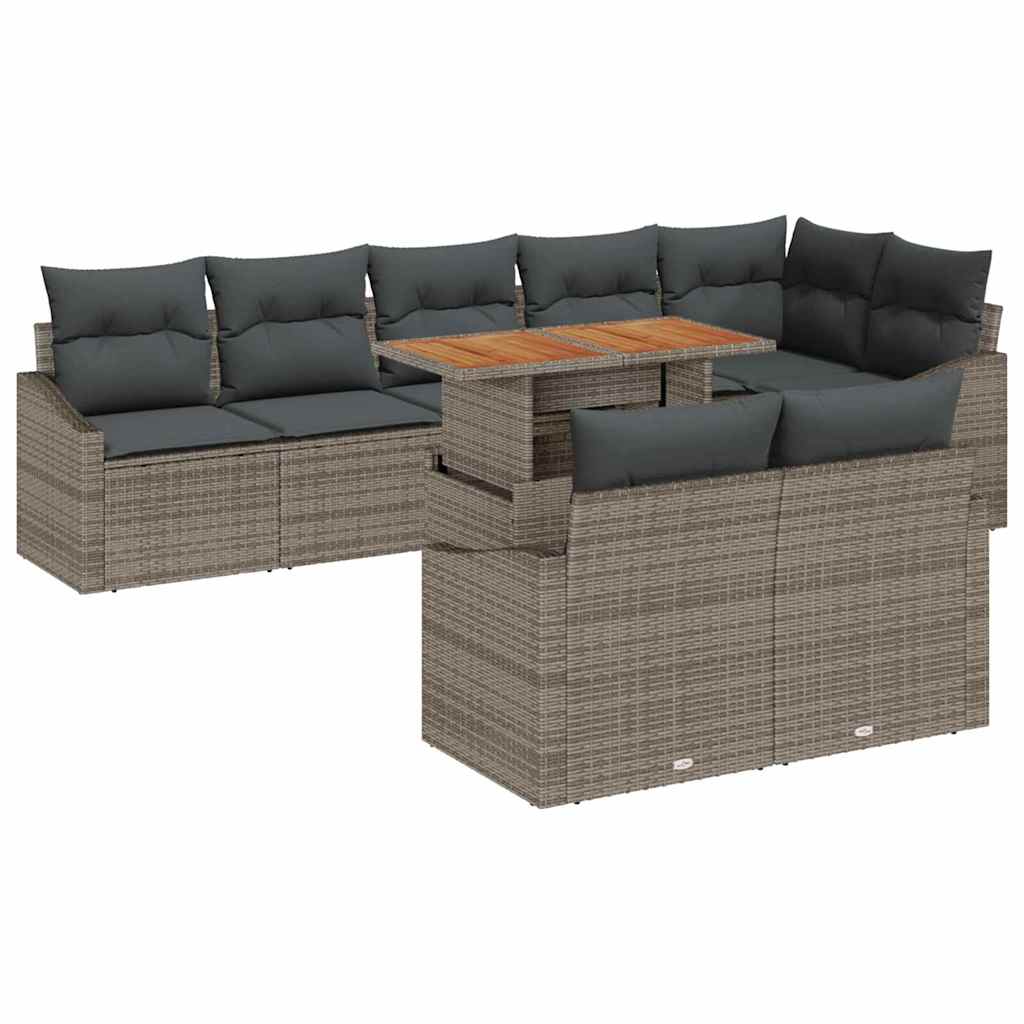 Garden Sofa Set with Cushion Manual 9 pcs Grey and Brown