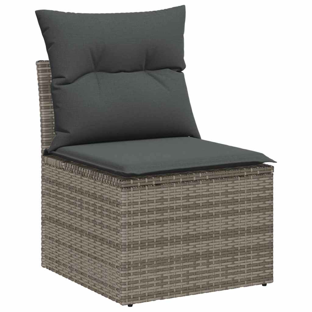 Garden Dining Set with Cushion 7 pcs Grey and Brown