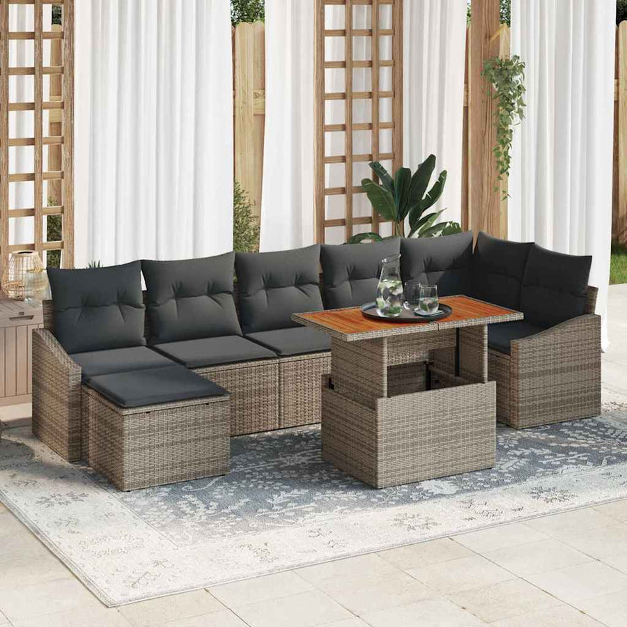Garden Sofa Set 8 pcs Grey and Brown