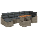 Garden Dining Set with Cushion 8 pcs Grey and Brown - Front View