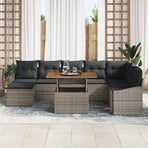 Garden Sofa Set 9 pcs Grey and Brown