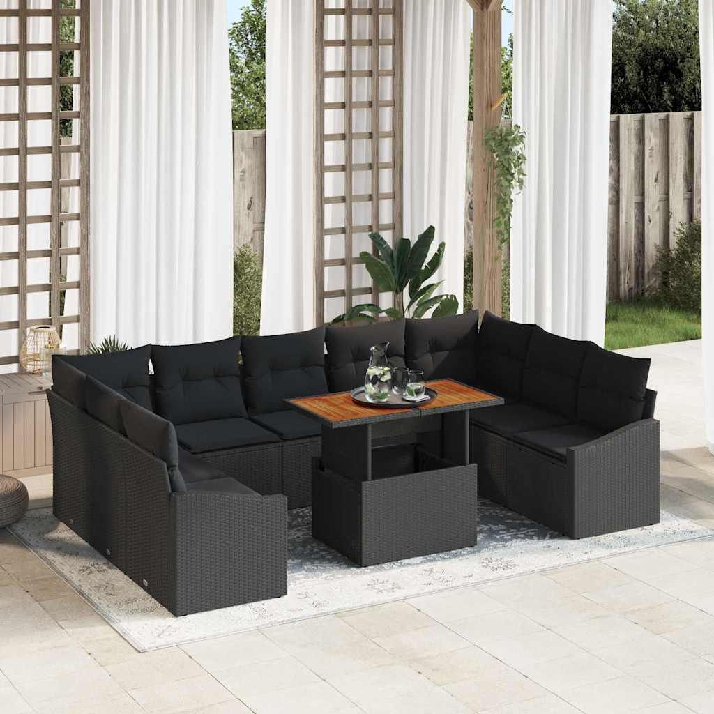 Garden Sofa Set 10 pcs Black and Brown