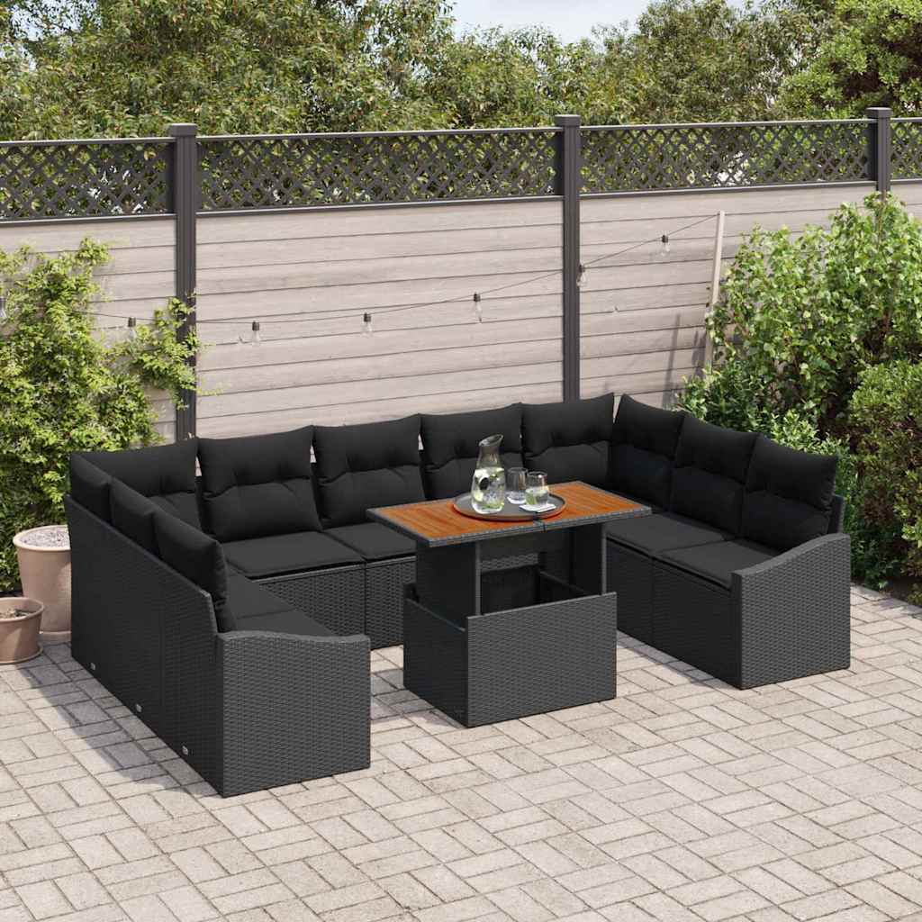 Garden Sofa Set 10 pcs Black and Brown