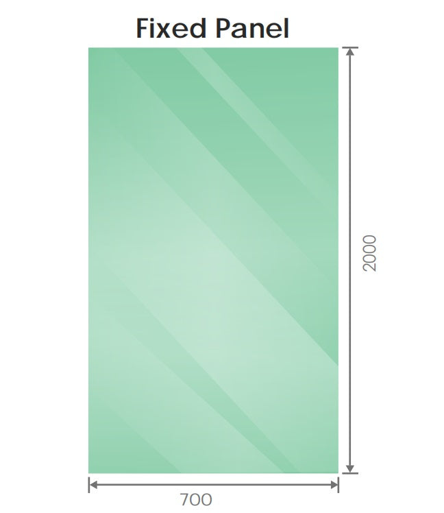 110x70cm Corner Frameless Shower Screen with White U-Brackets and SS Hinges, Square Double Pull Handle