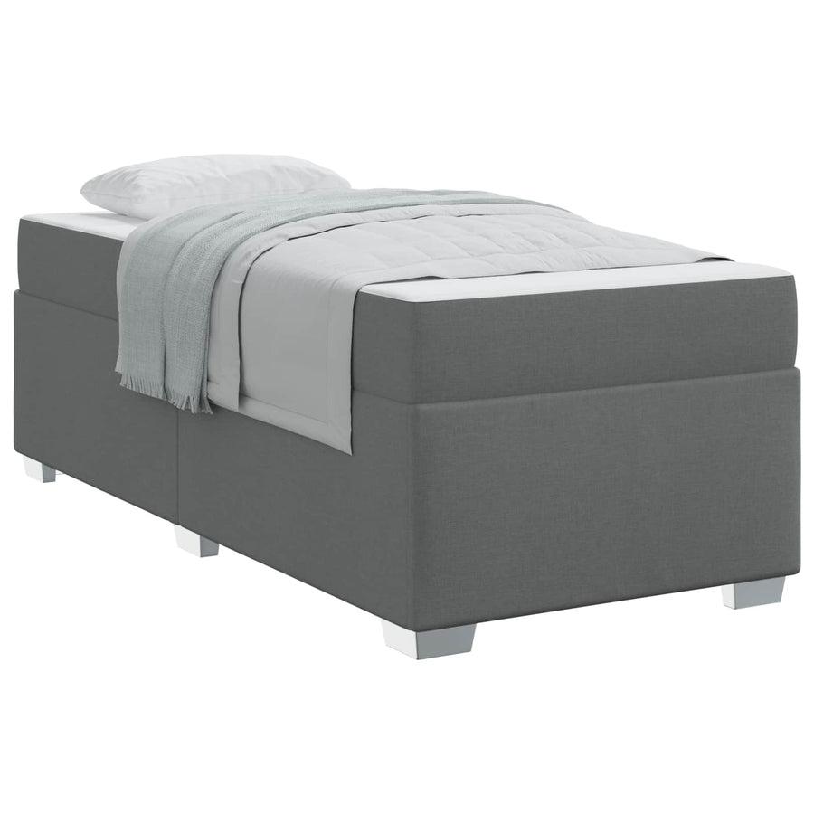 Bed Frame with Mattress Dark Grey 90 x 190 cm Fabric