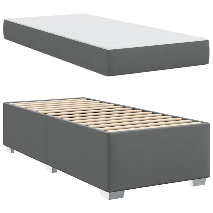 Bed Frame with Mattress Dark Grey 90 x 190 cm Fabric