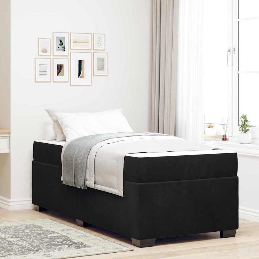 Bed Frame with Mattress Black 90 x 190 cm Fabric