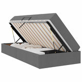 Storage Bed with Mattress Dark Grey 90 x 190 cm Polyester - Front View