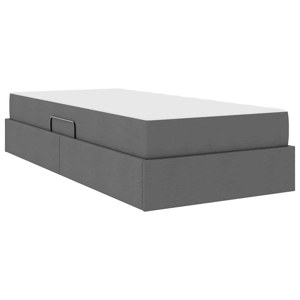 Storage Bed with Mattress Dark Grey 90 x 190 cm Polyester