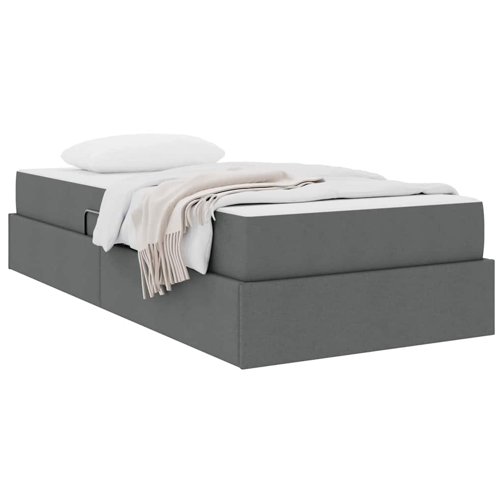 Storage Bed with Mattress Dark Grey 90 x 190 cm Polyester