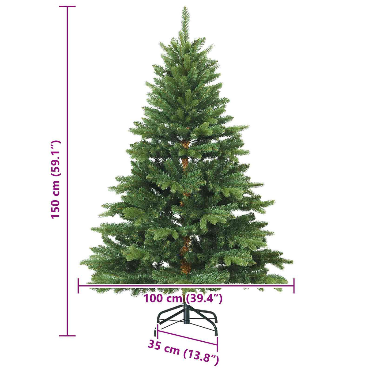 Artificial Hinged Christmas Tree Green 150 cm PVC, PE and steel
