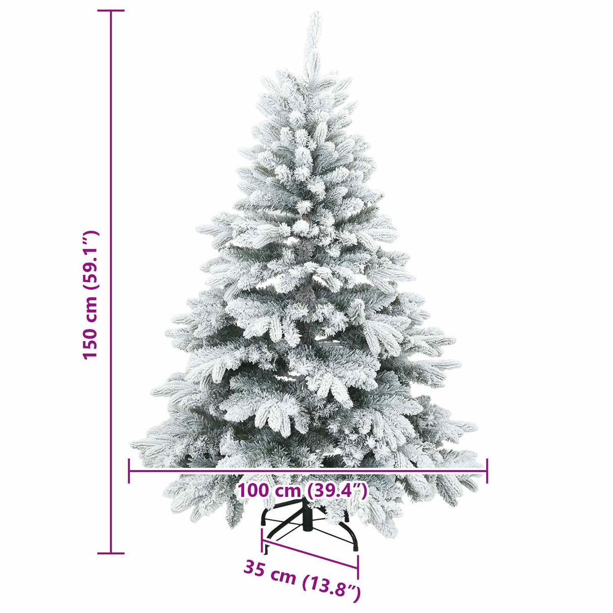 Artificial Hinged Christmas Tree Snow Flocked White 150 cm